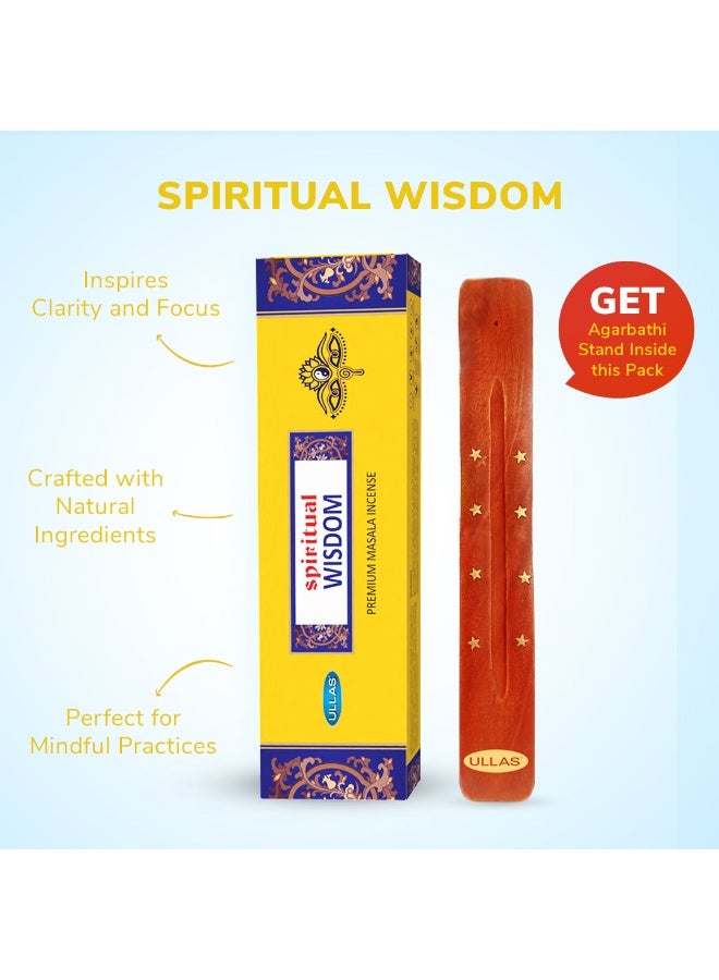 Ullas Spiritual Wisdom Agarbathi Premium Masala Incense Sticks with Sweet Fragrance (80 Sticks) With Stick Holder - Image 4